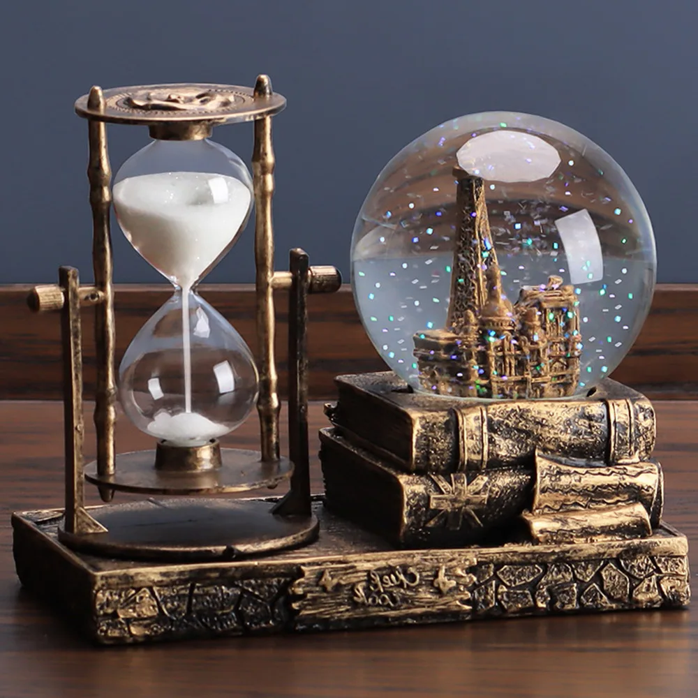 Creative Tabletop Decoration Crystal Ball Hourglass Timers, Medieval Small Family Decorations, Living Room