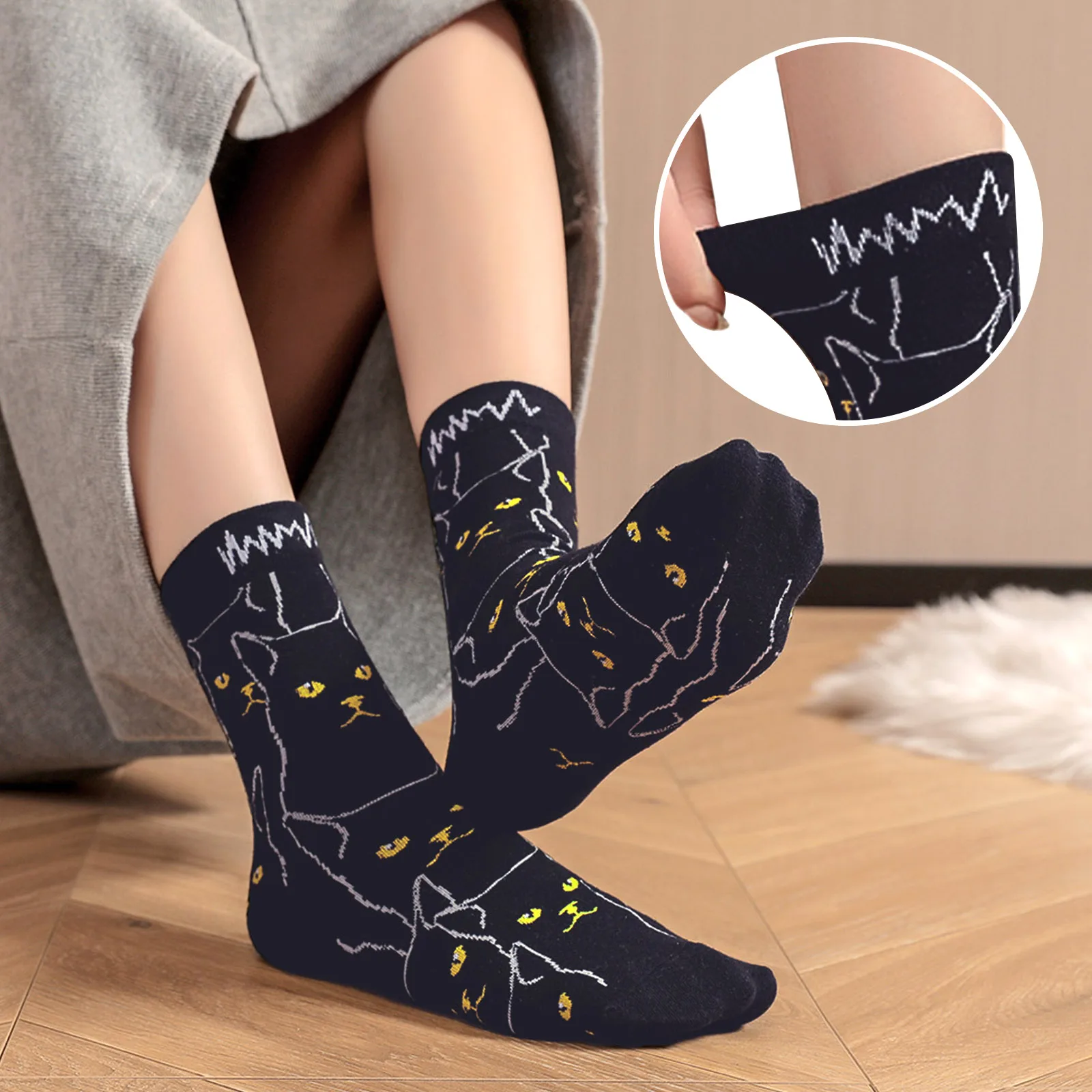 5 Pairs Women's Toe Sock Cute Cat Ankle Sock Breathable Sweat-Absorbing Cotton Athletic Running Five Finger Socks for Girls