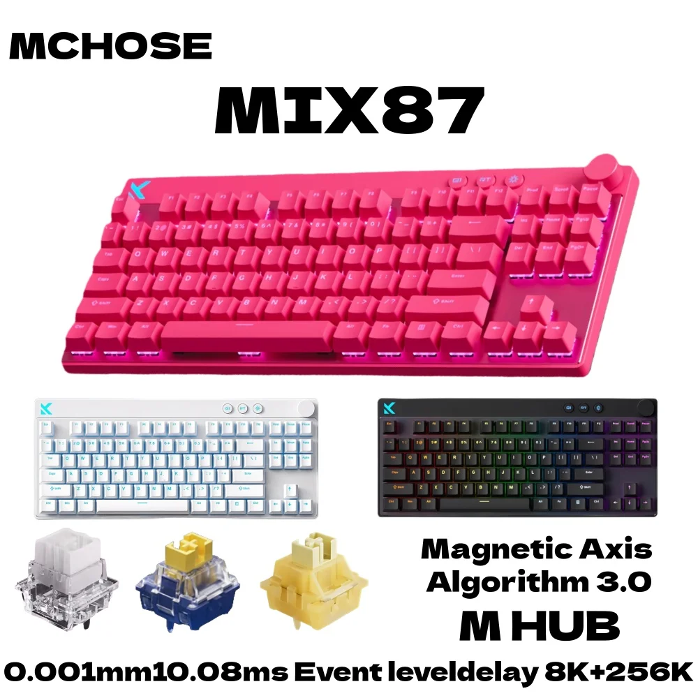 

MCHOSE MIX87 Wired Gaming Keyboard Magnetic Swtich Keyboard 8K+256K Esport 0.08ms Low Latency E-Sports Custom Gamer Accessories