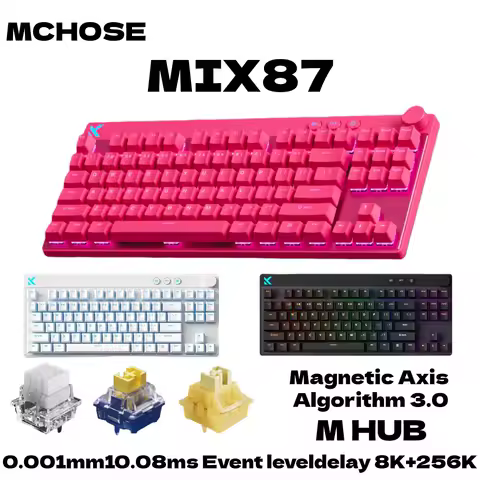 MCHOSE MIX87 Wired Gaming Keyboard Magnetic Swtich Keyboard 8K+256K Esport 0.08ms Low Latency E-Sports Custom Gamer Accessories