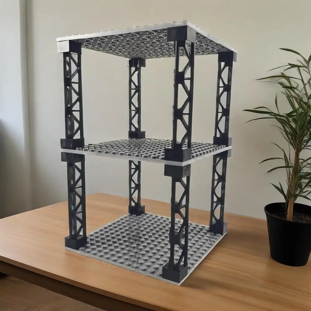 مكعبات بناء متعددة الوظائف قابلة للتكديس متعددة الطبقات رف تخزين سطح المكتب مقلد بطابقين عسكريين 16 × 16 لوحة دعم Girde