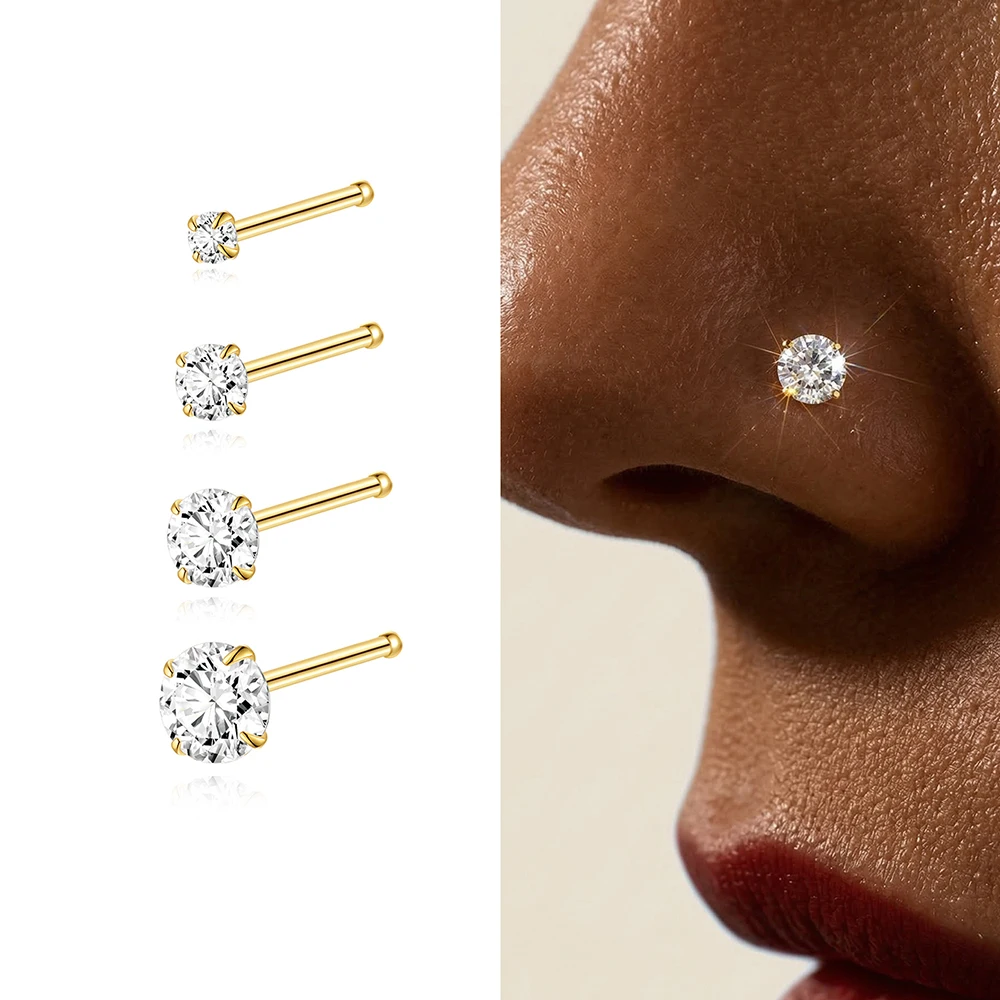 AIDE 925 Sterling Silver Shiny Star/Heart Zircon Heart Shaped Flat Back Piercing Earring  for Women Internal Thread Party Gifts