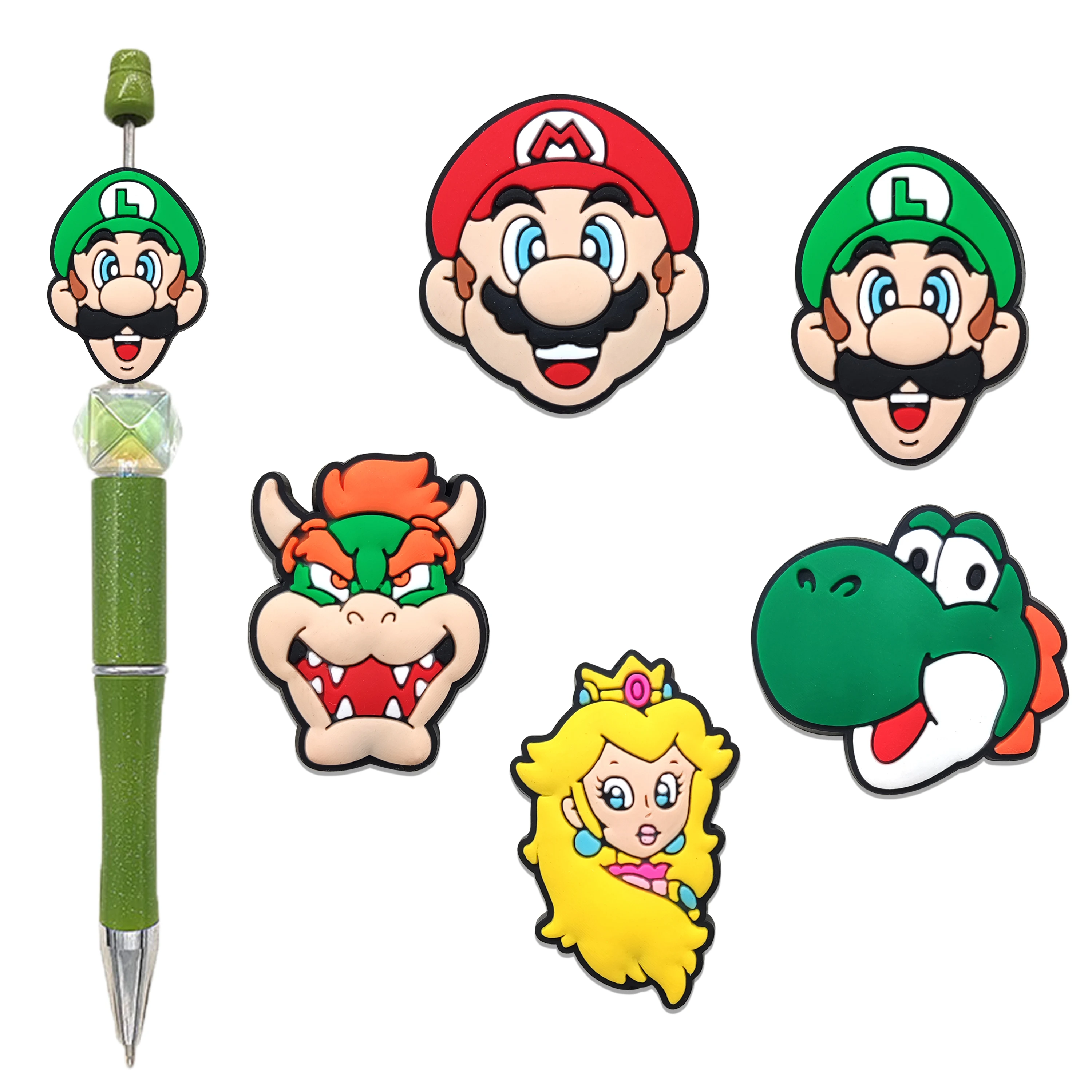 5 uds juego de PVC super mario cuentas focales para pulsera DIY collar tobillera pluma Accesorios