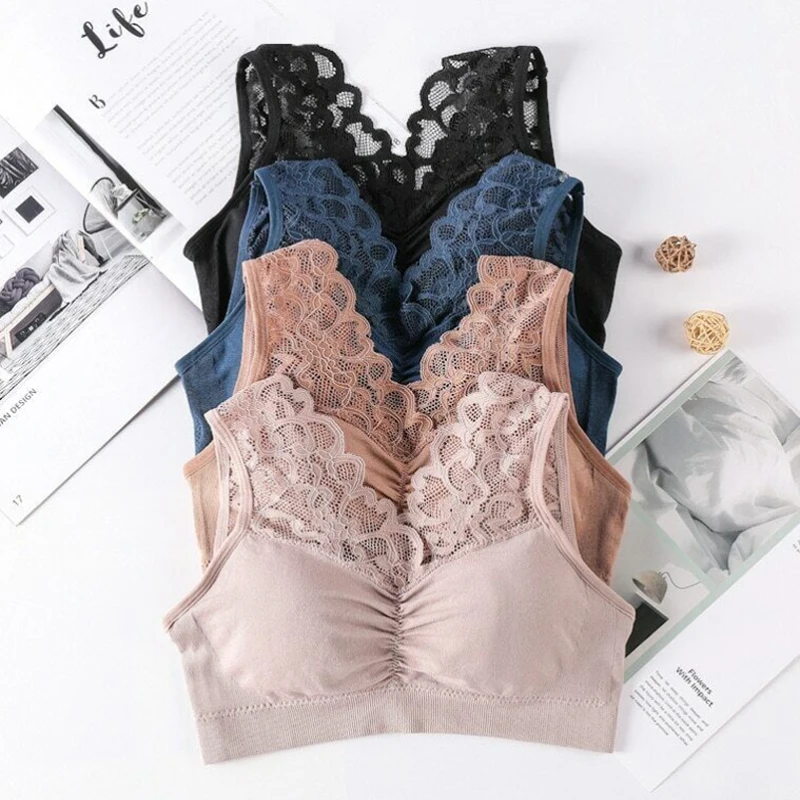 Luxe Lacelift Wirefree Bra No Steel Ring Breathable Anti-Saggy Breasts Bra For Older Women Seamless Large Size Underwear Vest