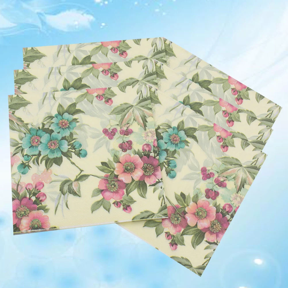 20 Pcs Nice Napkins Party Flowers Exquisite Design Paper Towel Facial Tissue for Supplies Patterned