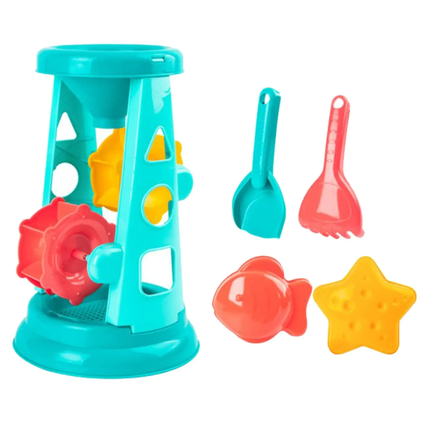 Toddler Beach Sand Toys Set with Water Wheel Shovel Bucket for Kids Outdoor Sandbox Play Summer Travel Toy for Boys Girls
