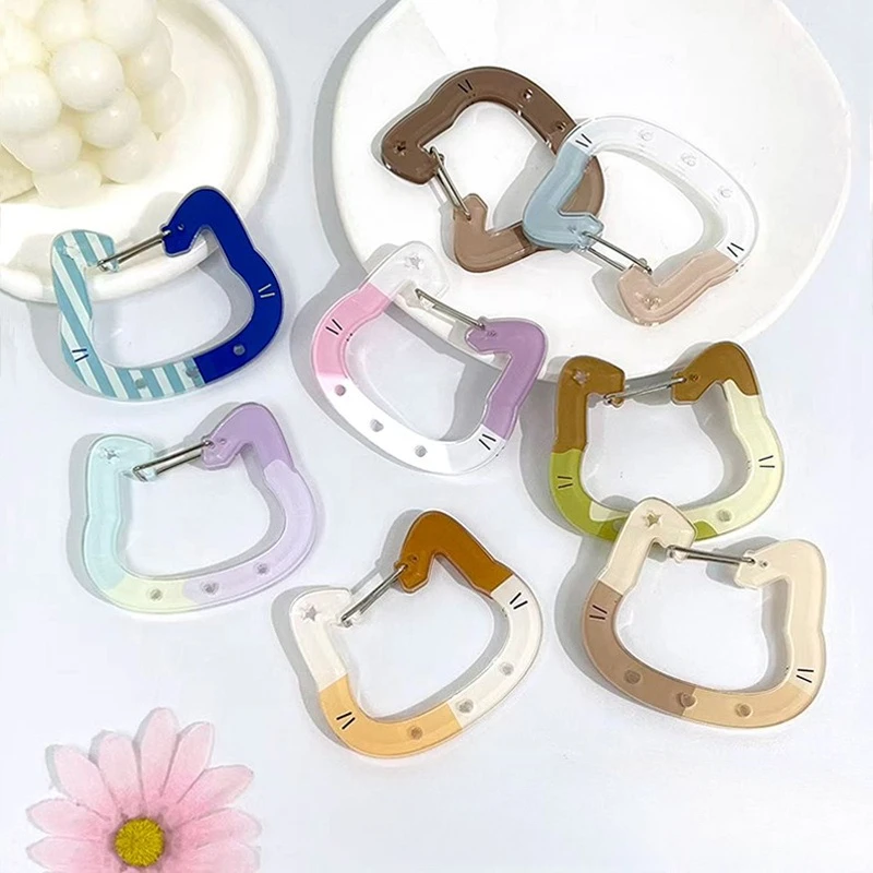 2025 Cat Carabiner Keychain Organizer Acrylic Multi-functional Cute Cartoon Kitten Hook  for Itabag Cute Storage Key Holder