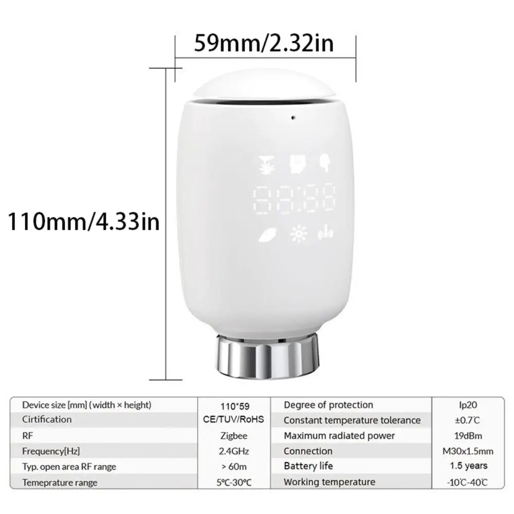 Compact Design Tuya Zigbee Radiator Actuator Valve Customizable Scheduling Feature Customizable Schedule Temperature Controller