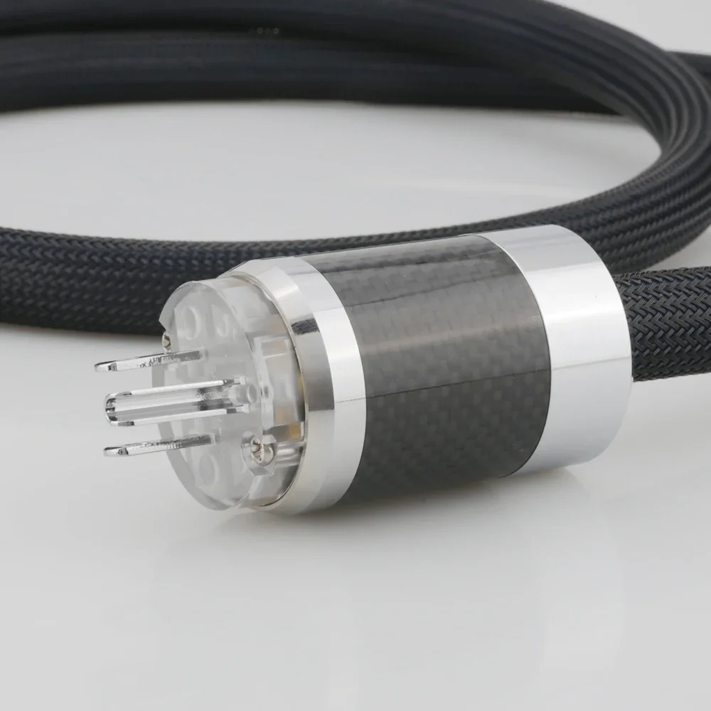 P111 HiFi Power Cable Silver Plated OFC Carbon Fiber Rhodium Plated EU/AU/US Plug for CD/DVD/AMP High Quality Audio Cable