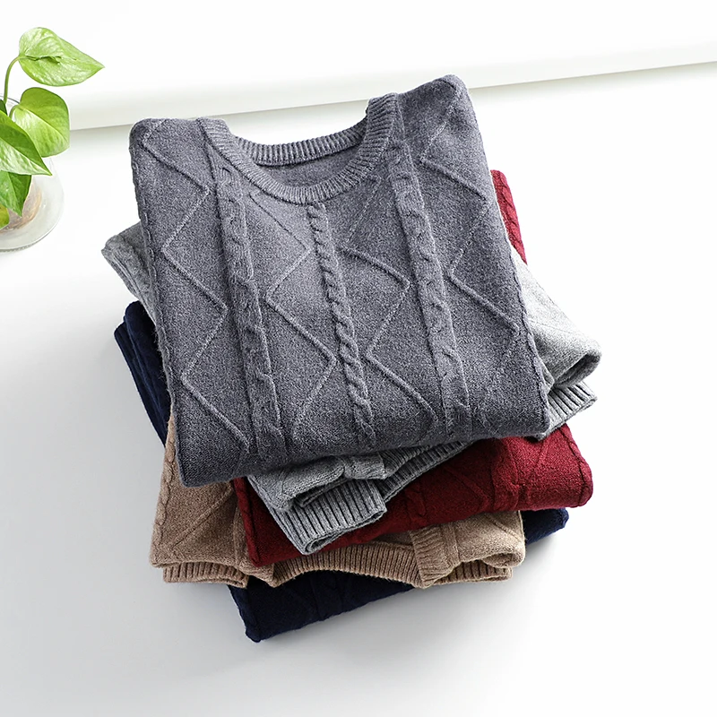 

Утепленный круглый вязаный свитер для мужчин: модный, осенне-зимний, повседневный, комфортный, надеваемый через голову