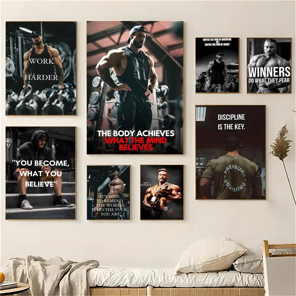 C-Chris Bumstead Fitness Quotes Poster Self-adhesive Decal Living Room Bedroom Party Bar Decor Moisture-proof Fade-resistant
