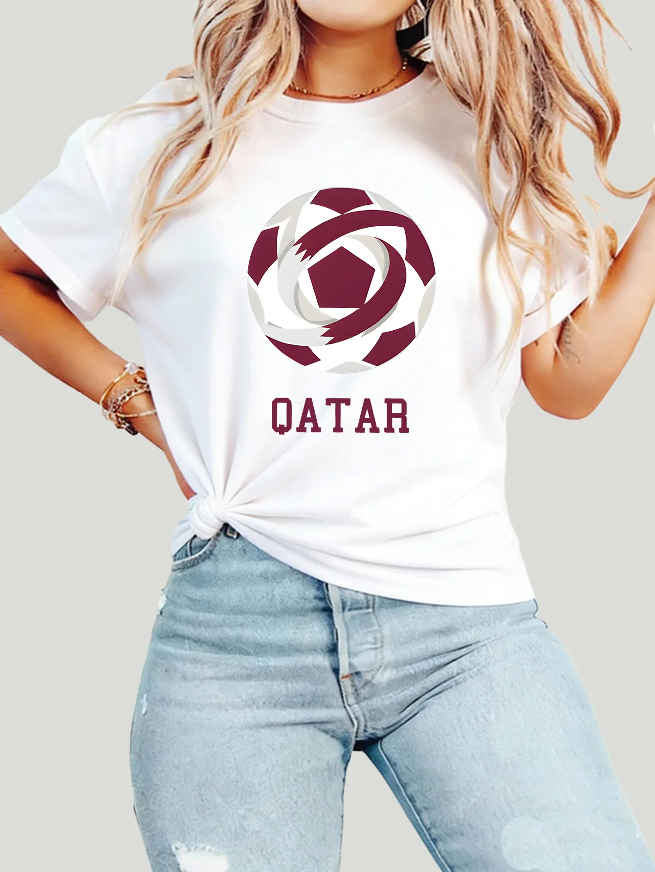 

Women's plus Size T-Shirt round Neck Short Sleeve Printed 1-7XL Comfortable Casual Top for Ladies (Fan Gear)