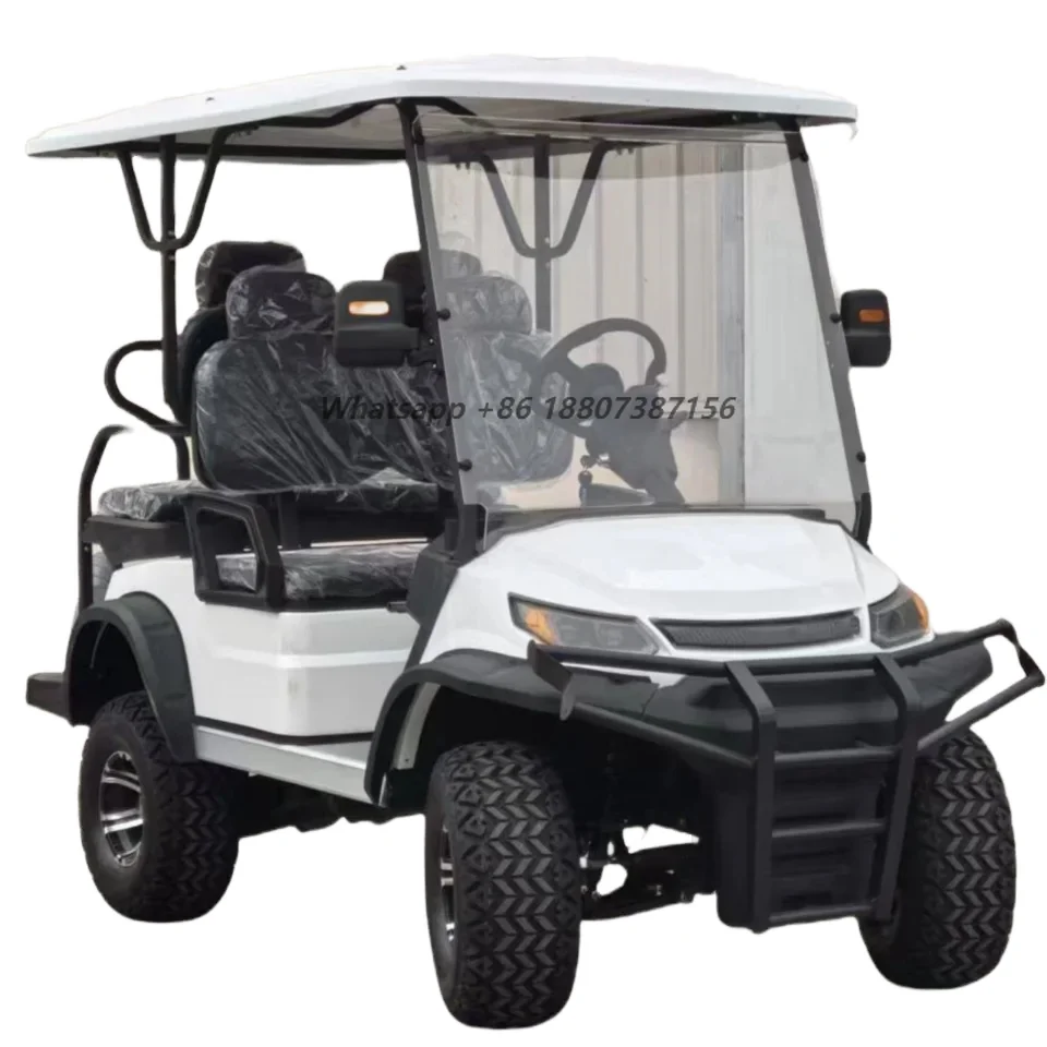 Electric Golf Cart 4 Seater Comfortable Long-Range Battery Off-road Golf Cart with 2+2 Seater Passenger Electric Hunting Car