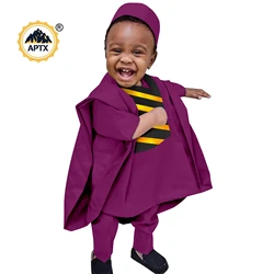 Trajes de estilo africano para niños, ropa de 3 piezas con estampado de cera, camisa tradicional, pantalones y sombrero, Y224028, 2022
