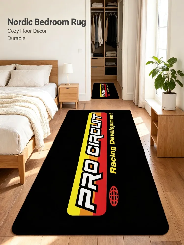 Racing Development Theme Long Runner Rug, Non‑Slip Flannel Floor Mat, Retro Race Letter Print Carpet, Anti‑Slip Decor Rug For Be