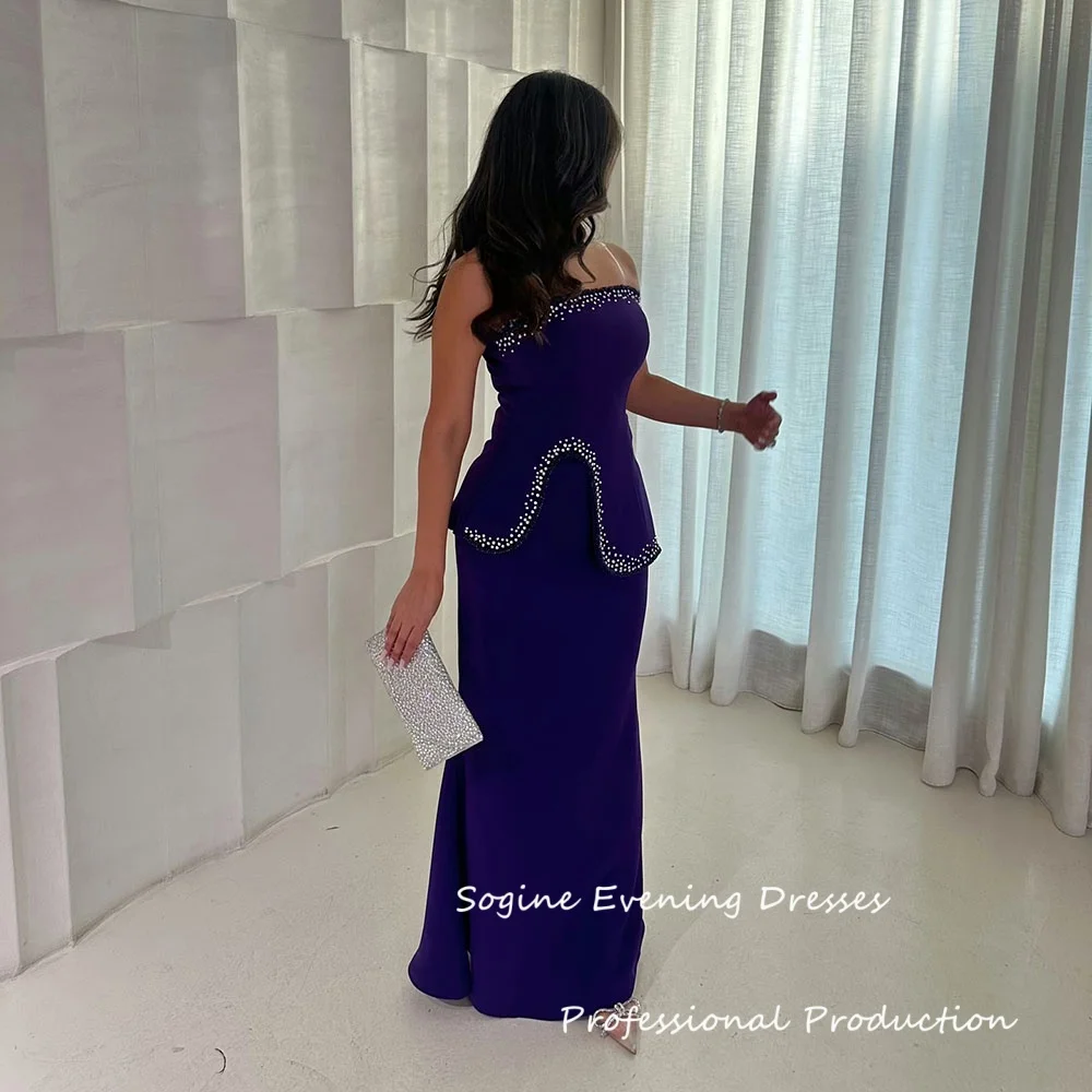 

Crepe Customized Strapless Evening Dresses With Crystal Sleeveless Bodice فساتين سهرة Corset Cocktail Gowns For Women