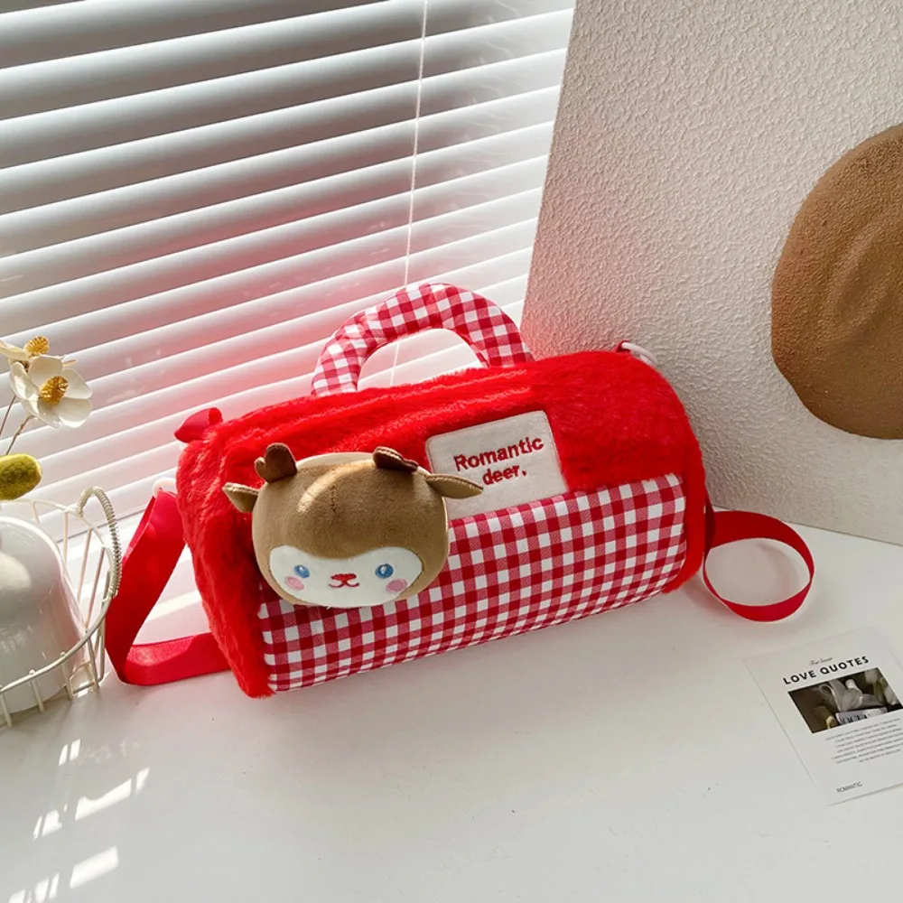 

Animals Cylindrical Plush Backpack Plush Doll Large Capacity Doll Shoulder Bag 15cm Cute Cartoon Plush Schoolbag Lady