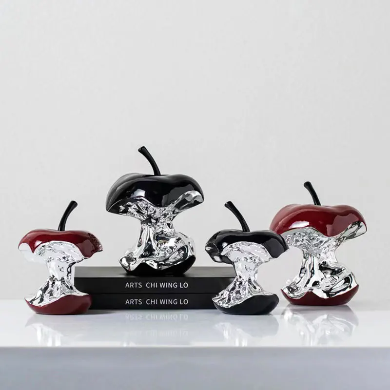 Electroplating Art Resin Carving Apples, Pear Statues, Living Room Decoration, Fruit Model Sculpture Crafts, Home Decoration