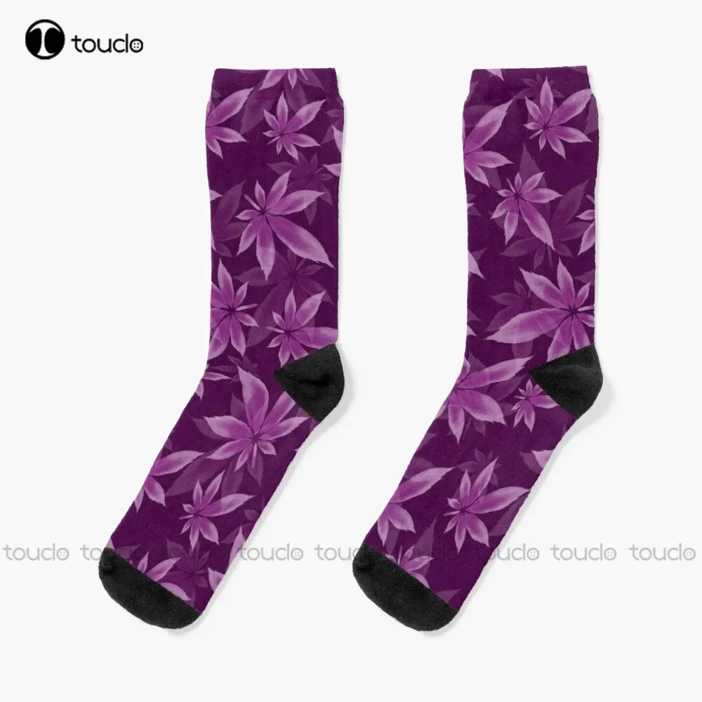 Purple Haze Cannabis Pattern Socks Boys Socks Personalized Custom Unisex Adult Teen Youth Socks 360° Digital Print Fashion New