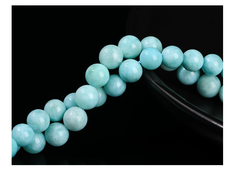 3A Natürliche Dominica-Larimar-Steinperle, glatt, rund, lose Distanzperle, Meeres-Edelstein für Schmuckherstellung, DIY-Armband-Zubehör – Detail 8