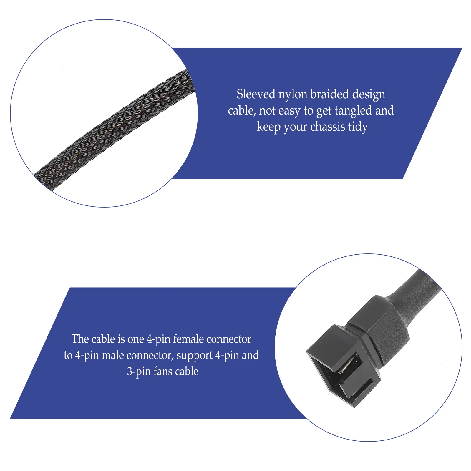 

5Pcs Pwm Fan Power Extension Cable Female to Male for Pc Cooling Fans Motherboard Fan Power Cable Flexible Nylon Sleeve