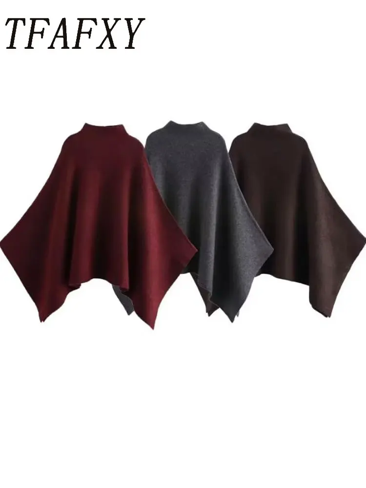 TFAFXY سترات نسائية فضفاضة محبوكة ملابس الشارع الشهير برقبة دائرية على طراز الرأس موضة خريف وشتاء 2025 ملابس خارجية متماسكة