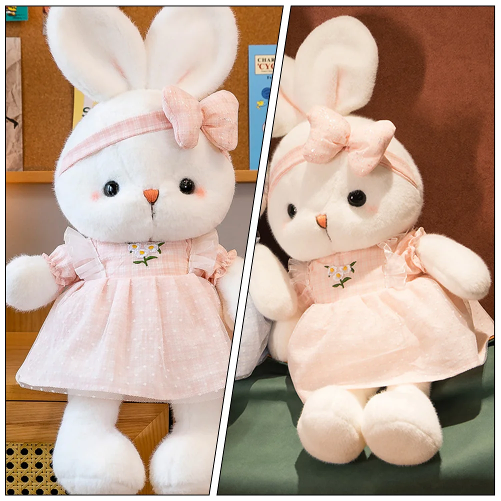 Oreiller en forme de lapin en peluche pour filles, poupées d'animaux en peluche, décorations de fête, jouets pour enfants