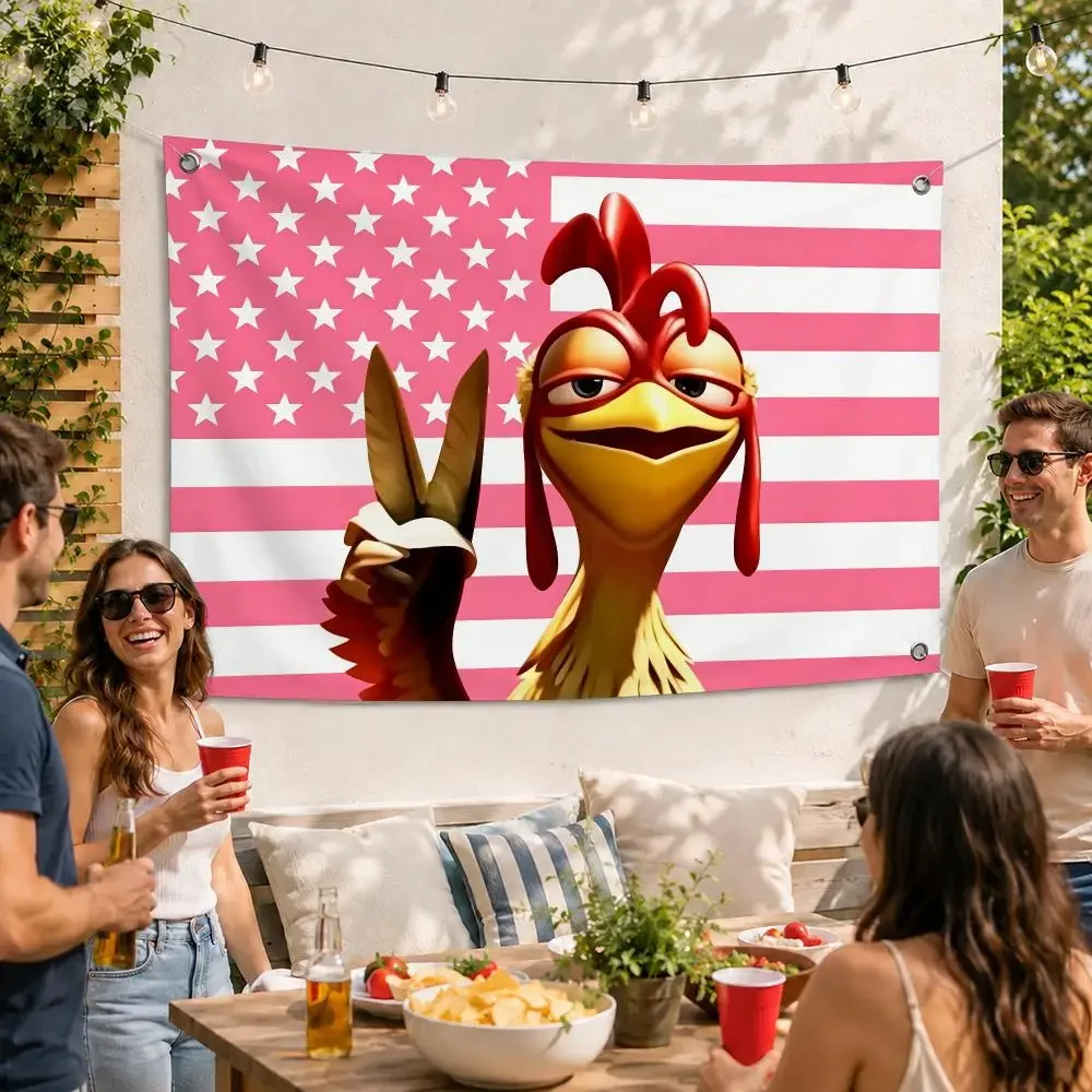 BelleJunge Chicken Joe Cartoon Flags Outdoor Party Home Living Room Bar Bedroom Decoration Soft Durable Tapestry Skin-friendly