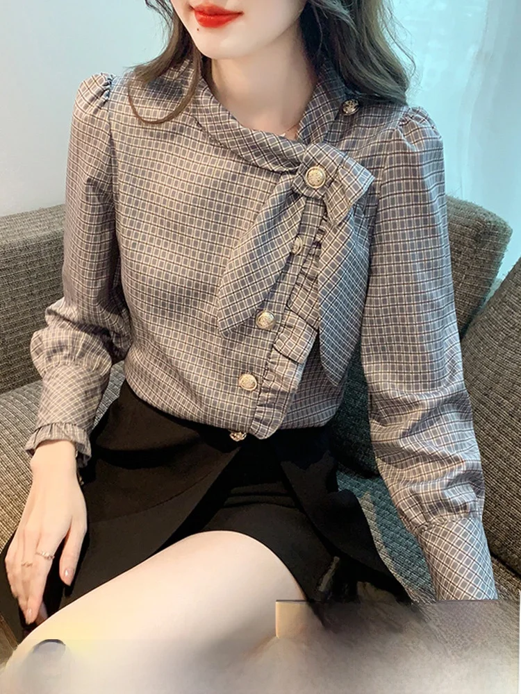 

Spring Autumn Women's Chiffon Shirt Fashionable Elegant Top European Style High End Blouse Korean Loose Fit Gored Skirt