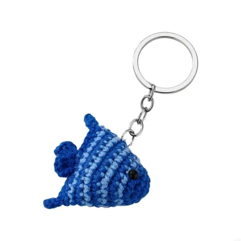 Handmade Crochet Fish Keychain Soft Yarn Craft Gift Backpack Pendant