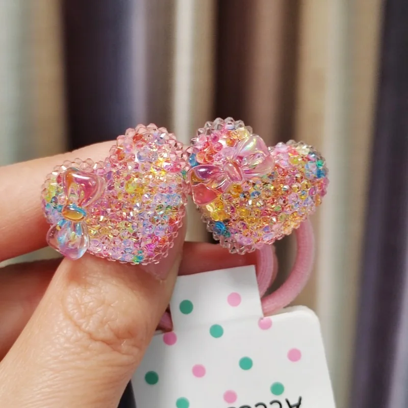 2PCS Lovely Cartoon Colorful Sequined Cherry Girls Elastic Hair Bands Princess Hair Accessories Children Hair Ties Baby Headwear