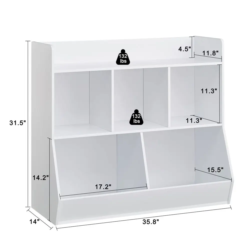 

Детский органайзер для игрушек 5Cubby с книжной полкой для детской комнаты, игровой комнаты, прихожей - шкаф-стеллаж для хранения и организации игрушек