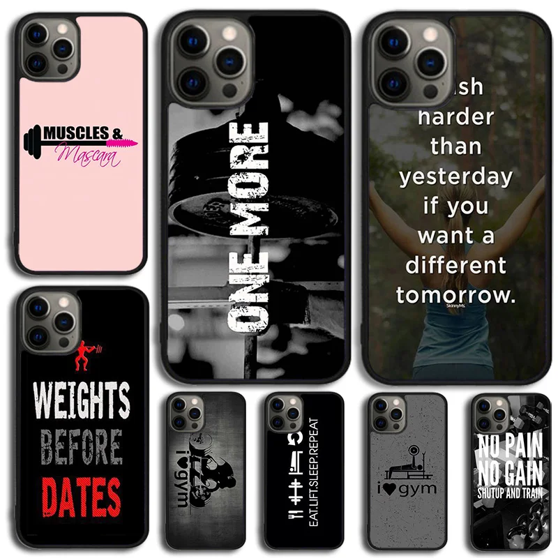 Bodybuilding Gym Fitness Phone Case Cover For for iPhone 15 16 14 XR XS 11 12 13 Mini Pro MAX Plus