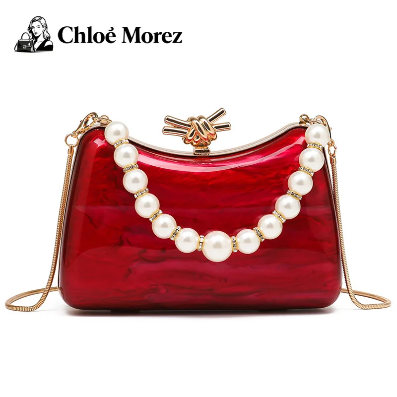 حقيبة يد نسائية عصرية لؤلؤية بسلسلة مخصصة حقيبة كروس من الأكريليك حقيبة كروس #1