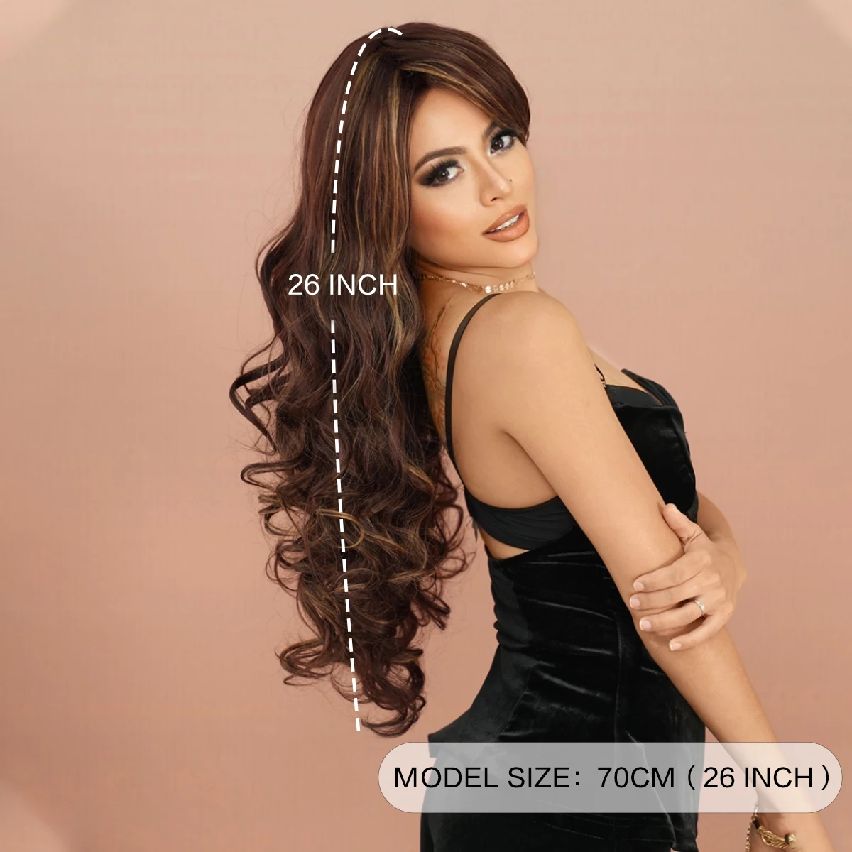 NAMM Red Brown Wig Long Curly Hair Wig  for Woman Daily Cosplay Natural Synthetic Wigs With Bangs Wig