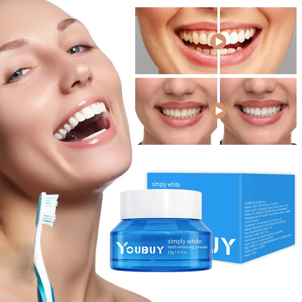 15g Teeth Whitening Powder Natural Tooth Stain Remover for Yellow Teeth & Smoke Stains