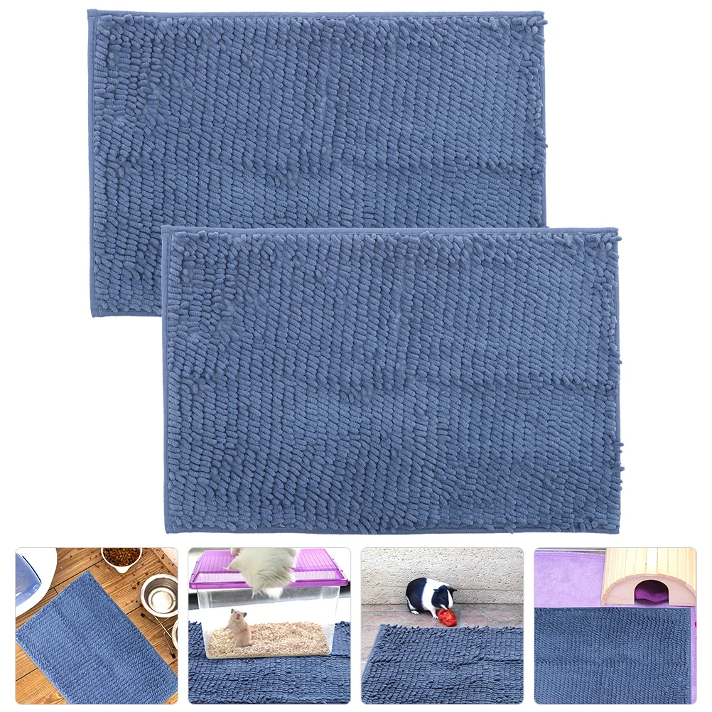 

2Pcs Washable Guinea Pig Cage Liners Chenille Small Animal Pee Pads Bedding Mat for Hamster Ferret Hedgehog Rat Cage