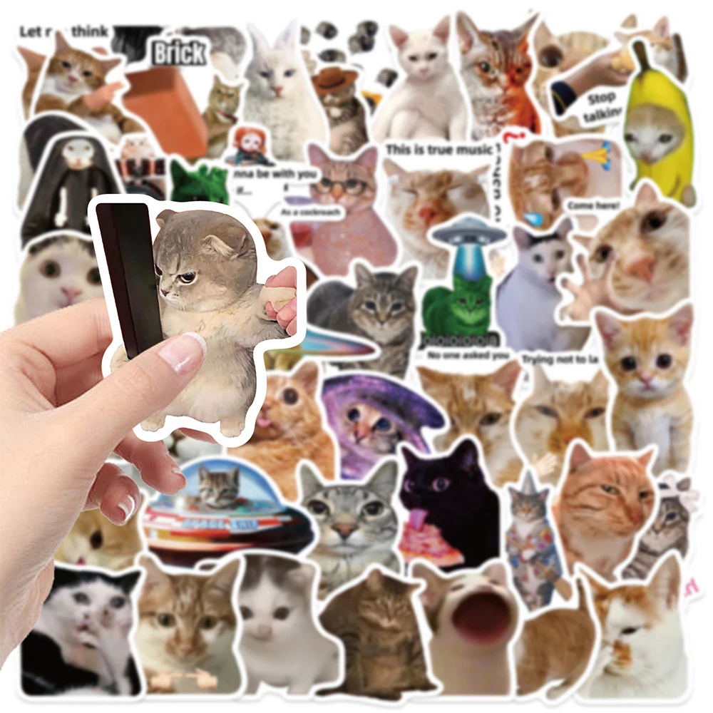 10/30/50/100pcs Funny Cute Cat Meme Stickers Kawaii Cartoon Kitten Sticker DIY Laptop Luggage Phone Graffiti Decals Decoration