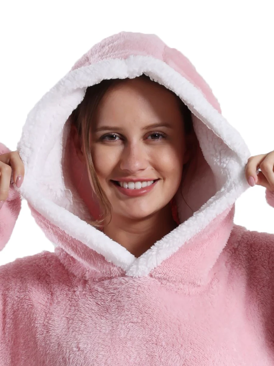 Felpa Con Cappuccio Extra Lunga Oversize Uomo Donna - Coperta Indossabile In Velluto Shu, 140cm, Taglia Unica