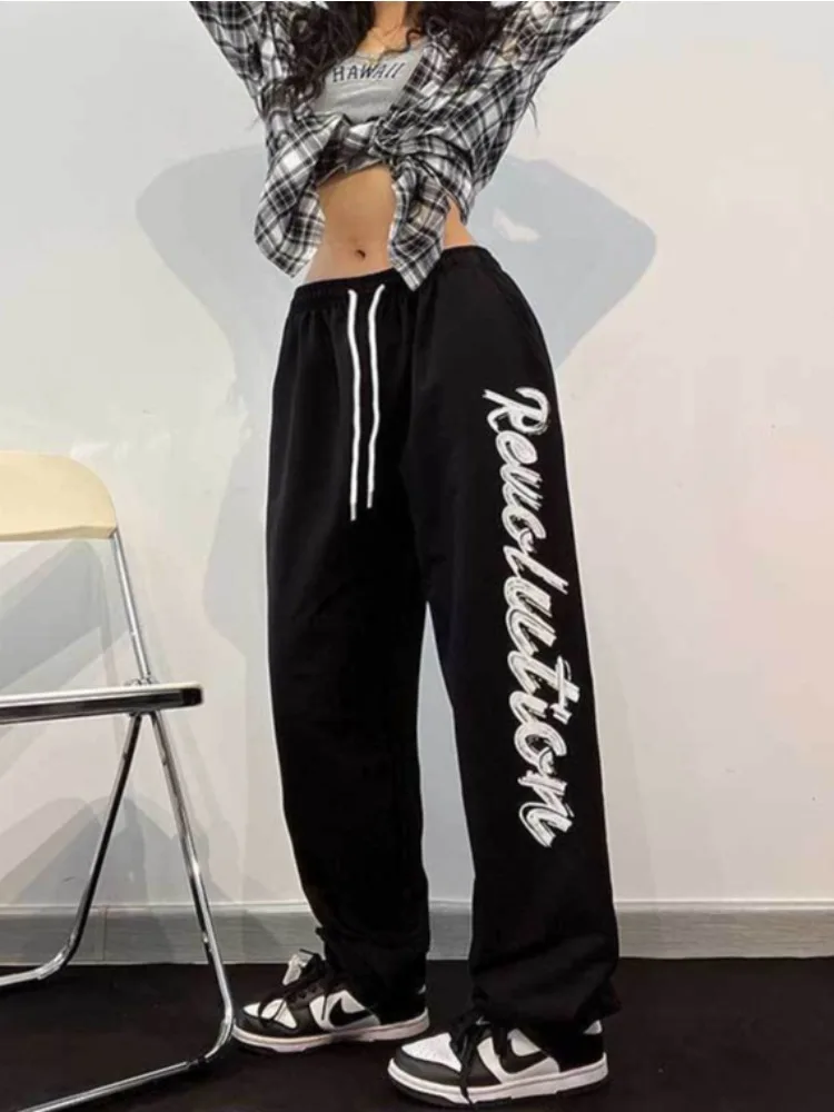 HOUHZOU Y2k Vintage Black Baggy Sweatpants Joggings Woman Korean Fashion Loose Sports Pants Harajuku Streetwear Trousers Autumn