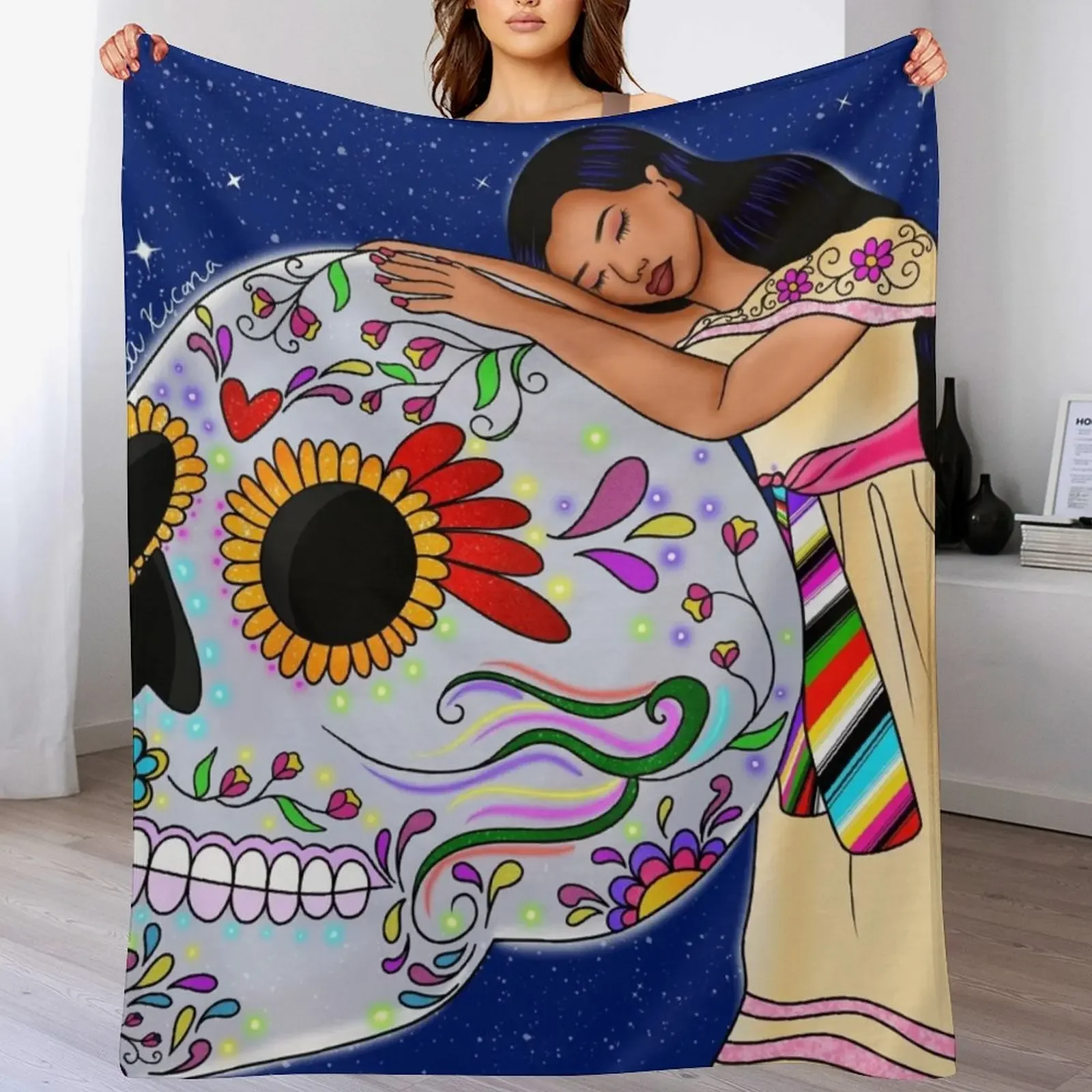 Плед Calavera de azucar, уютное одеяло для дивана, для просмотра телевизора и отдыха.