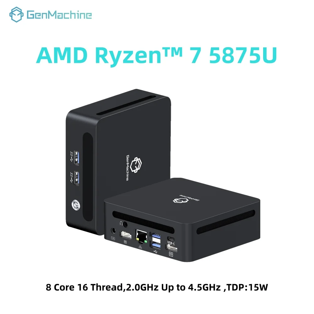 GenMachine AMD Ryzen 7 5875U Windows 11 Ryzen MINI PC 8 Core 16 Filettatura 4.5GHz 15W DDR4 WIFI6 RTL8852, BT5.2 computer da gioco fai da te