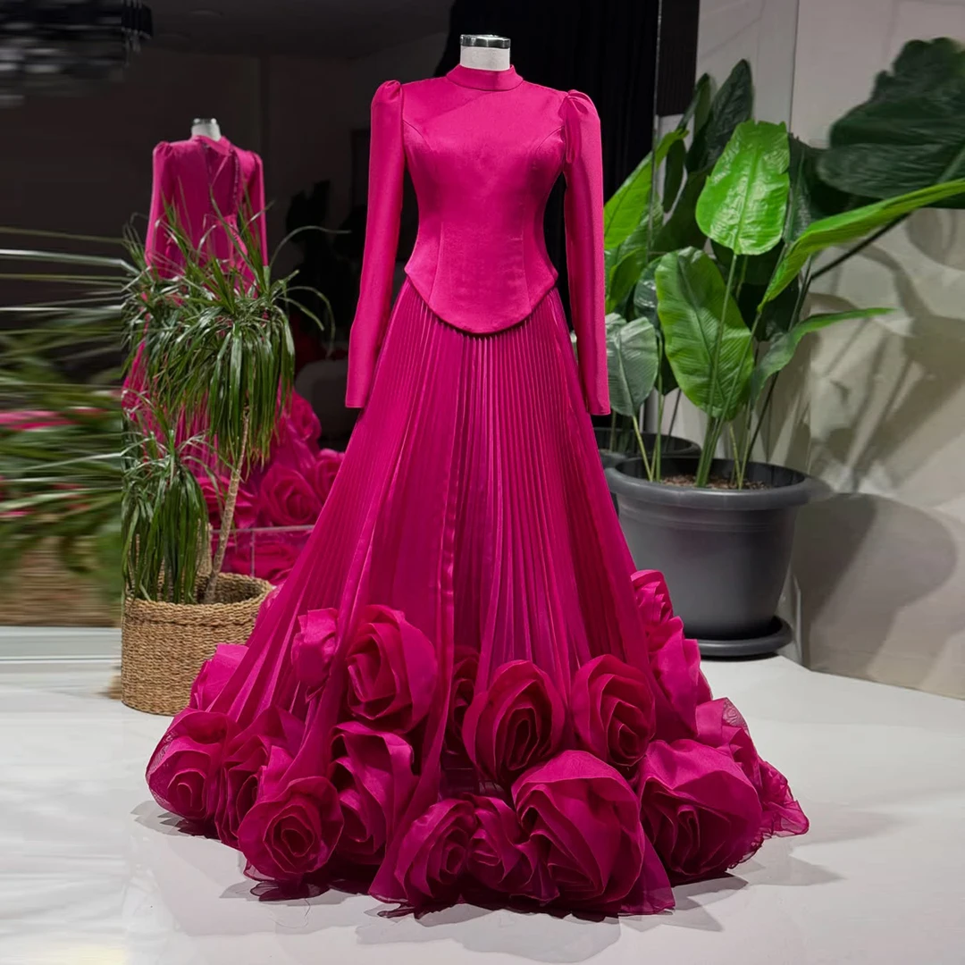 

2026 Long Pleated Tulle Skirt with 3D Florals Bridal Skirts Custom Made For Special Occasions and Formal Events Prom Party Wear