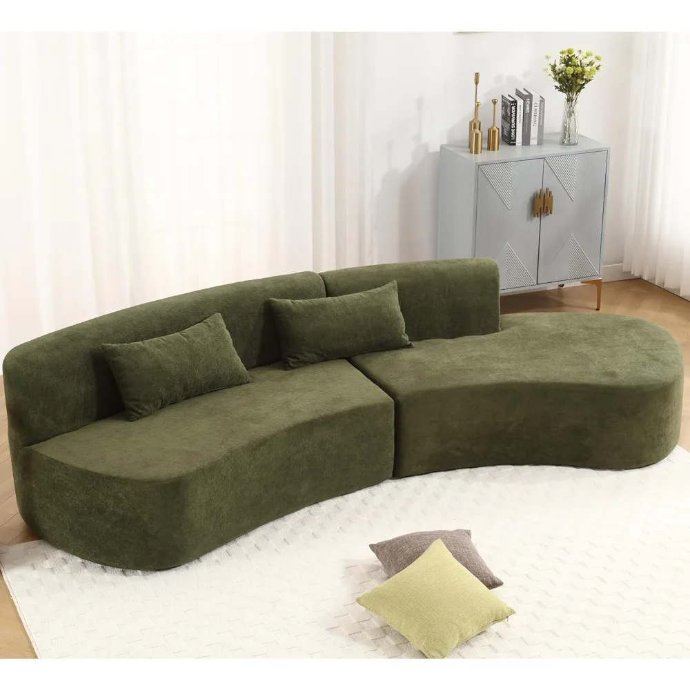 Curved Sectional Sofa Couch, Minimalist Modern Modular Sectional Sofa, Comfy Cashmere Fabric Cloud Couch with Deep Seat & Chaise