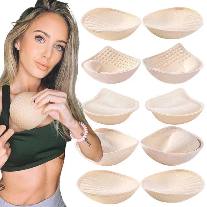 1Pairs Bra Insert Pads Removable Sponge Bra Pads Inserts Push Up Pads Bra Foam Pad Sports Bra Pads for Women Yoga Sports Bra