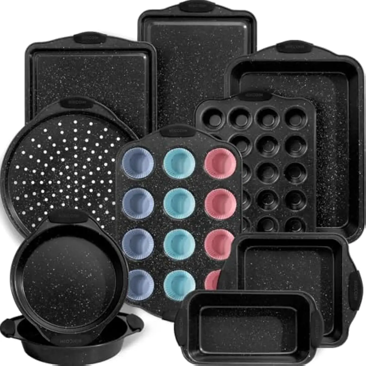 22-Piece Stainless Steel Bakeware Collection Featuring Stackable Roasting Pans, Cookie Sheets, Cake Tins, Muffin Trays, Pizza Pan, Lo