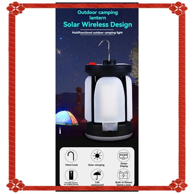 

24-Hour Delivery Solar LED Camping Lantern Rechargeable 4500Mah 500LM Emergency Lamp Foldable 6 Light Modes For Outdoor Camping