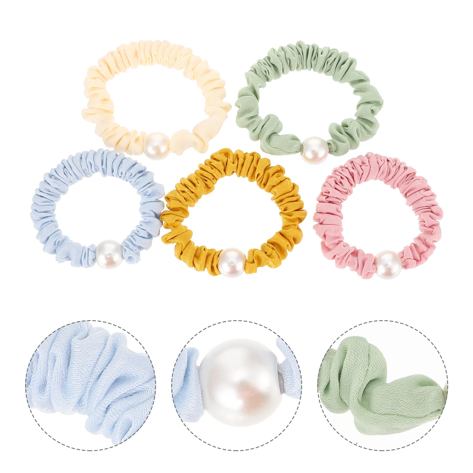 

10 Pcs Hair Ribbons Pearl Small Intestine Ties Bun Rope Holder Curls Scrunchy Styling Sporting Rings