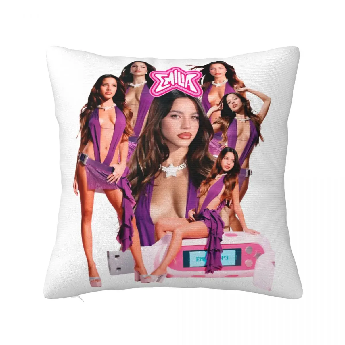 

Emilia Mernes Singer Pillowcase Printed Polyester Cushion Cover Decorative Throw Pillow Case Cover Chair Square 45*45cm