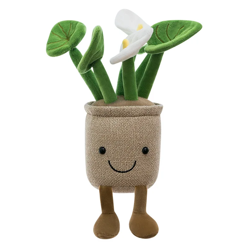 Kawaii Plush Toy Cute Stuffed Doll Flower Plant Indoor Decorative Potted Greenery Soft Toy for Kids Birthday Gift Relaxing Eye